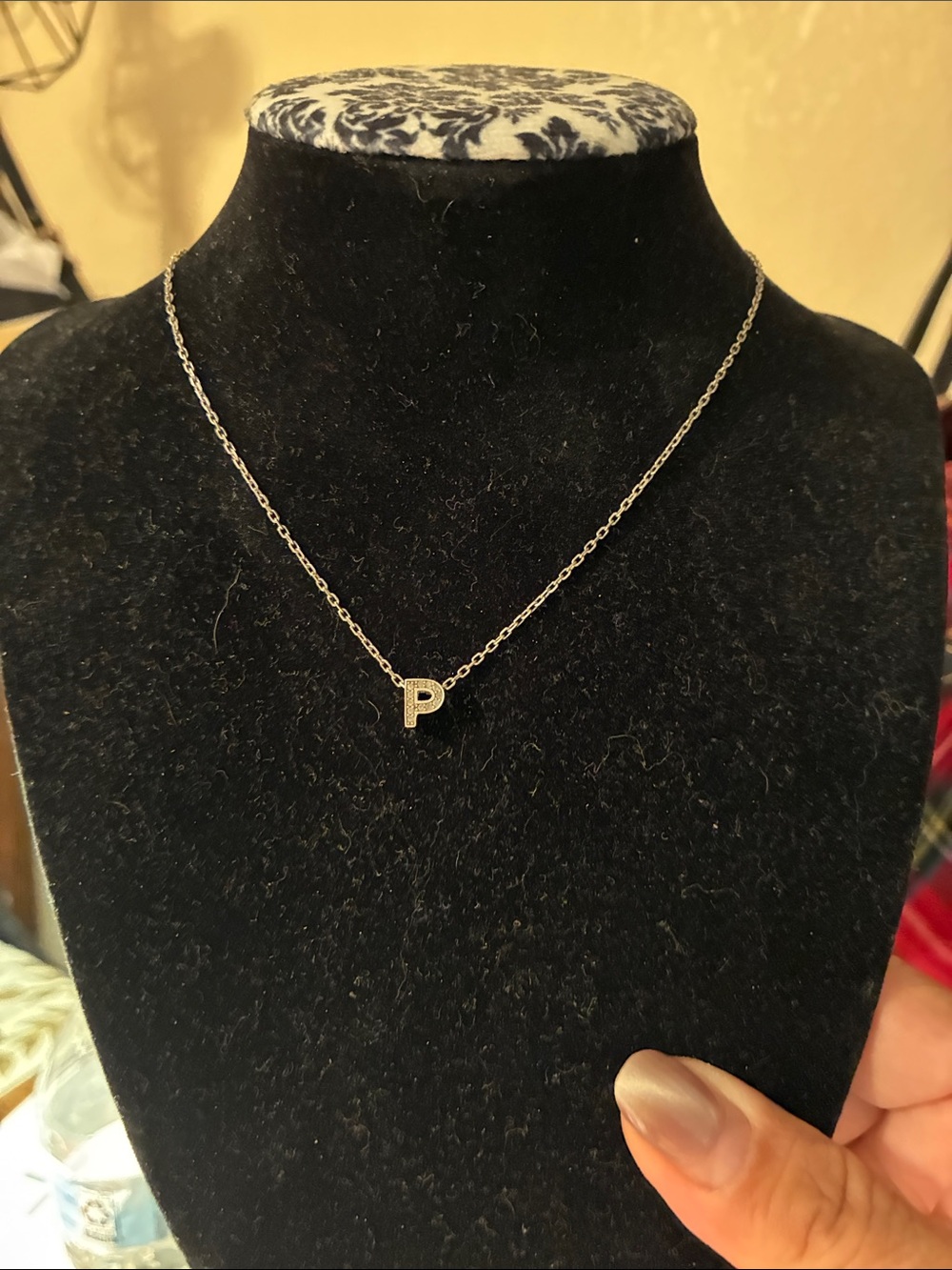Silver Initial P Necklace - Dainty P Pendant on Silver Chain